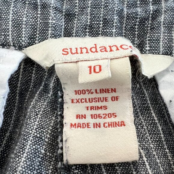 Sundance 100%‎ Linen Striped Pants Size 10 Wide Leg Gray Beachy Coastal - Picture 6 of 12